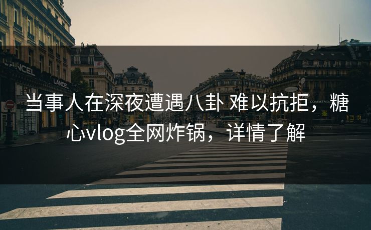 当事人在深夜遭遇八卦 难以抗拒,糖心vlog全网炸锅,详情了解 当事人在深夜遭遇八卦 难以抗拒,糖心vlog全网炸锅,详情了解